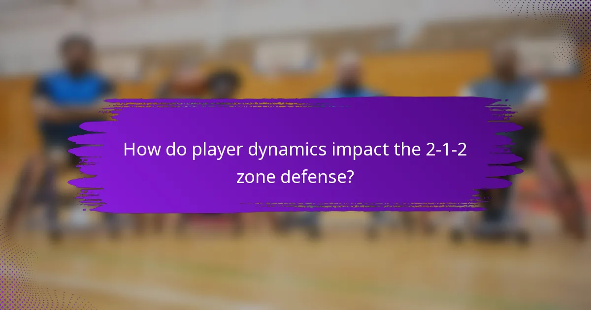 How do player dynamics impact the 2-1-2 zone defense?