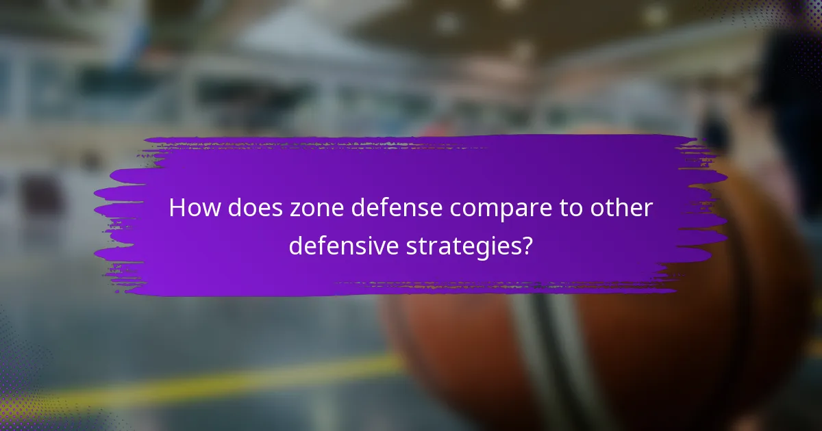 How does zone defense compare to other defensive strategies?