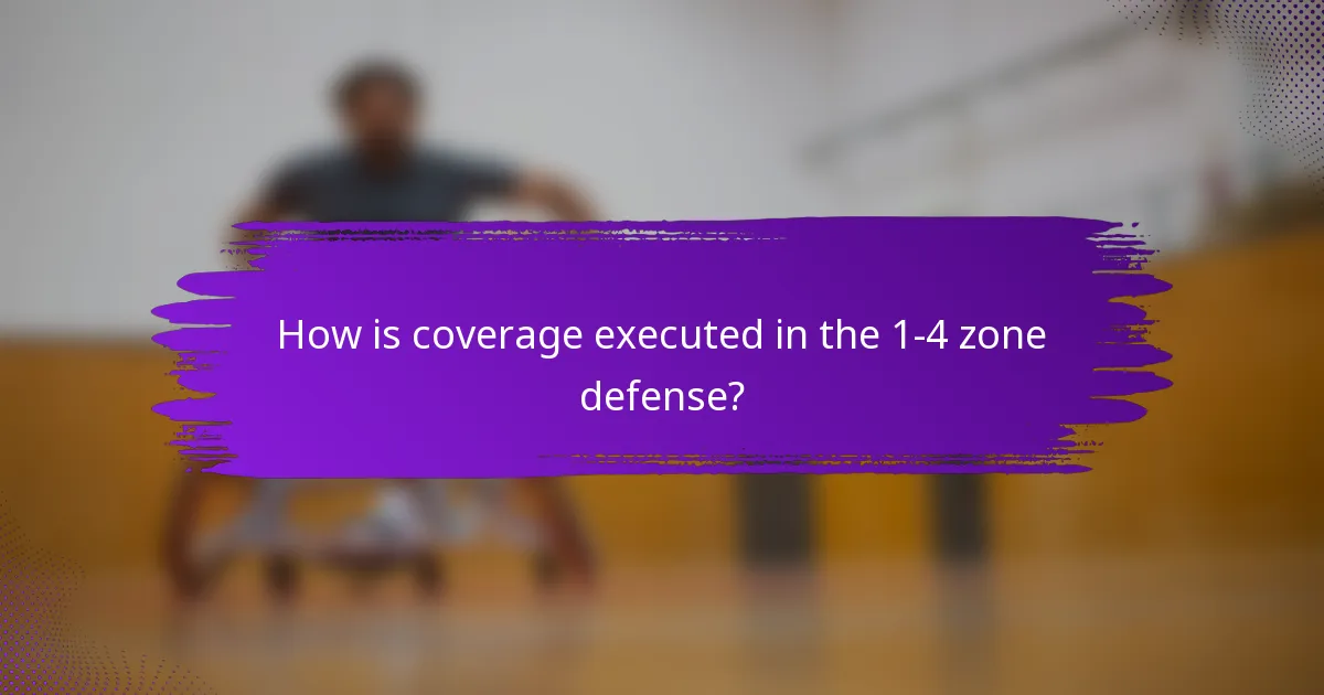 How is coverage executed in the 1-4 zone defense?