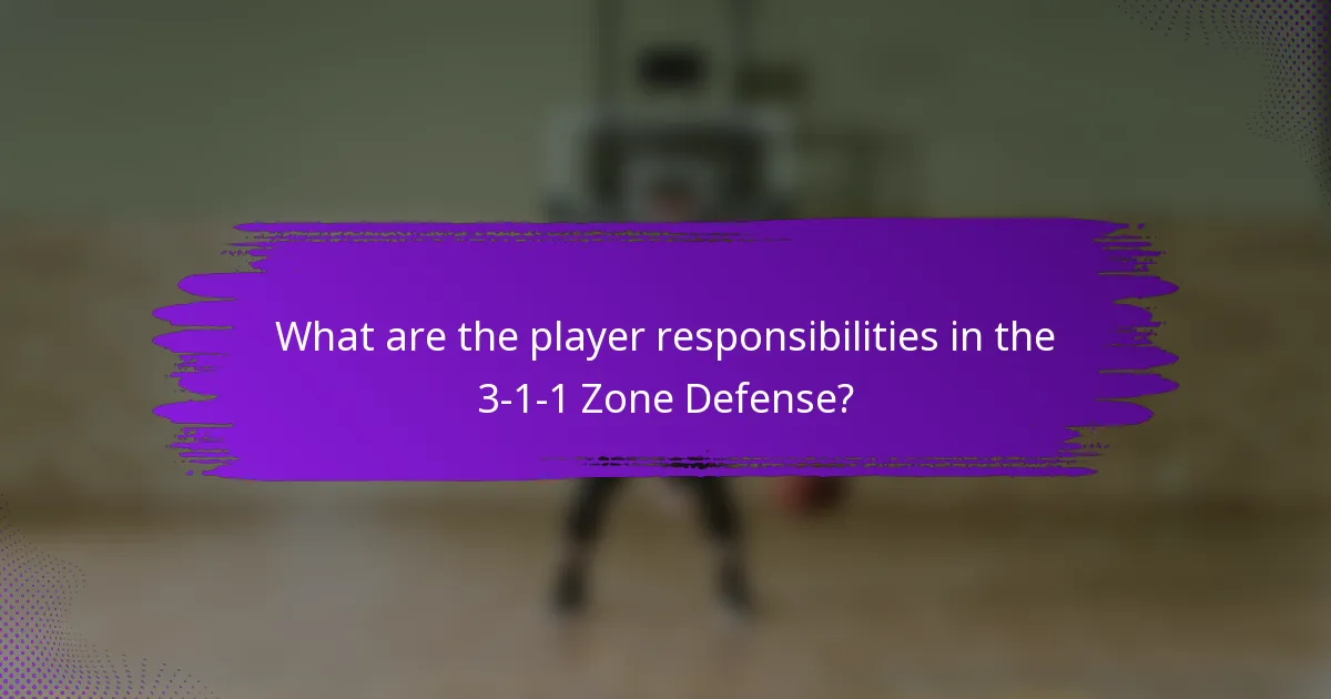 What are the player responsibilities in the 3-1-1 Zone Defense?
