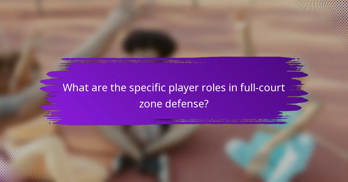 What are the specific player roles in full-court zone defense?