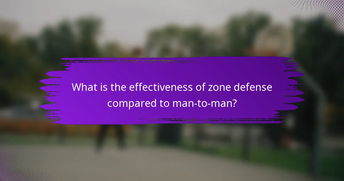 What is the effectiveness of zone defense compared to man-to-man?